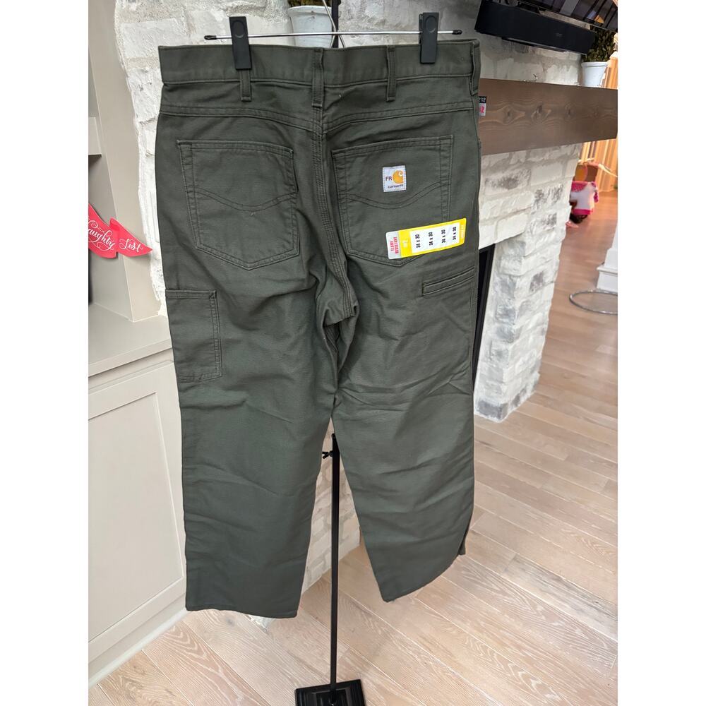 Carhartt Men's Moss Flame-Resistant Midweight Canvas Loose Fit Pant Size 34 - Picture 5 of 8